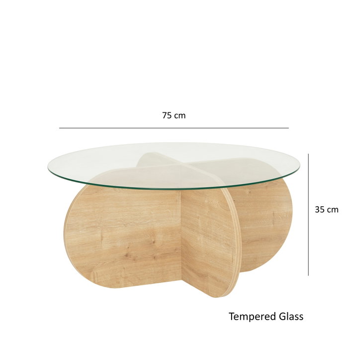 Aucune Mesa de centro BUBBLE de cristal - Redonda - Roble Zafiro